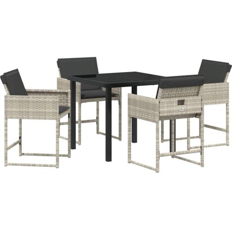 Garden Dining Set with Cushion 5 pcs Light grey Poly rattan vidaXL (1/5)