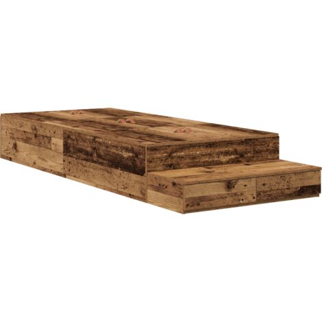 Storage Bed Frame Old Wood 100x200 cm vidaXL