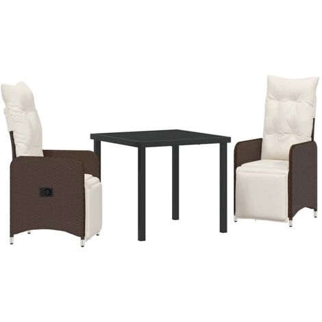 Garden Dining Set 3 pcs Brown Poly Rattan vidaXL (1/5)