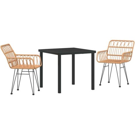 Garden Dining Set 3 pcs Brown Poly rattan vidaXL (1/5)