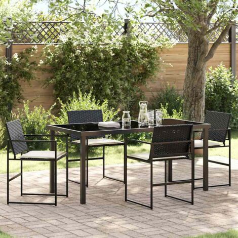 Garden Dining Set 5 pcs Black Poly rattan vidaXL (1/5)