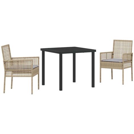 Garden Dining Set with Cushion 3 pcs Beige Poly rattan vidaXL (1/5)