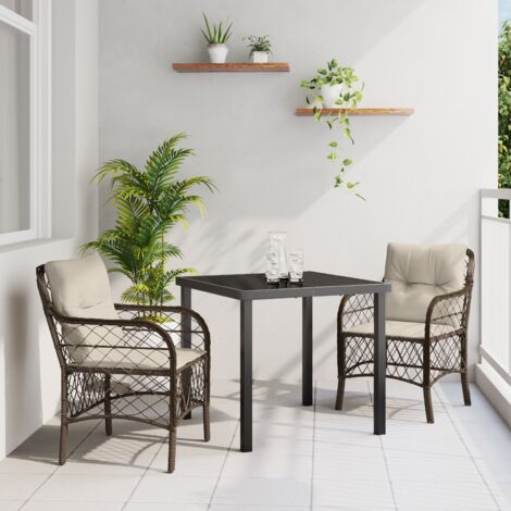 Garden Dining Set with Cushion 3 pcs Brown Poly rattan vidaXL (1/5)