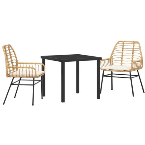 Garden Dining Set 3 pcs Brown Poly Rattan vidaXL (1/5)
