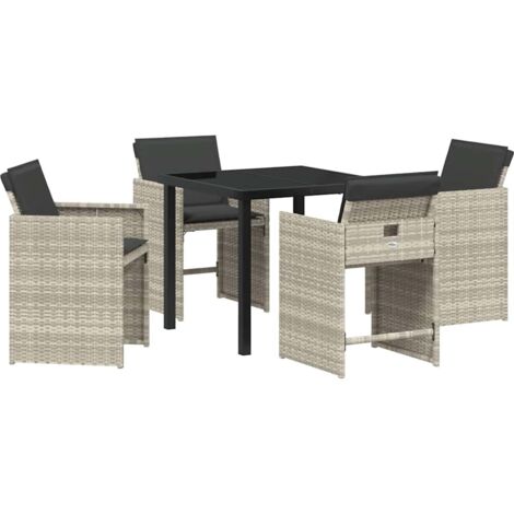 Garden Dining Set with Cushion 5 pcs Light grey Poly rattan vidaXL (1/5)