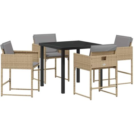 Garden Dining Set with Cushion Folding 5 pcs Beige Poly rattan vidaXL (1/5)