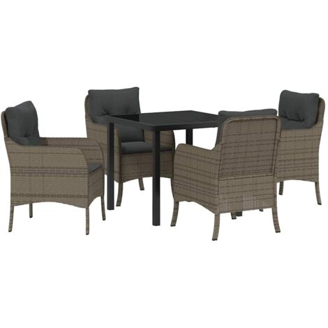 Garden Dining Set with Cushion 5 pcs Grey Poly rattan vidaXL (1/5)
