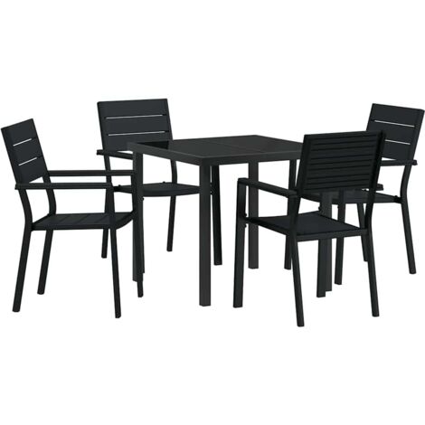 Garden Dining Set 5 pcs Black HDPE vidaXL (1/5)