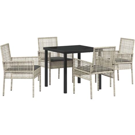 Garden Dining Set with Cushion 5 pcs Light Grey Poly rattan vidaXL (1/5)