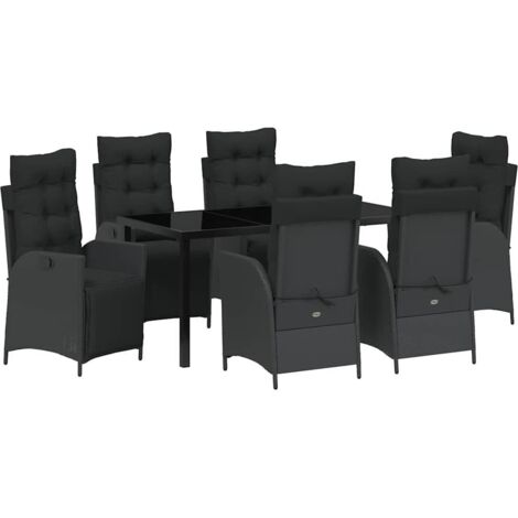 Garden Dining Set 7 pcs Black Poly rattan vidaXL (1/5)