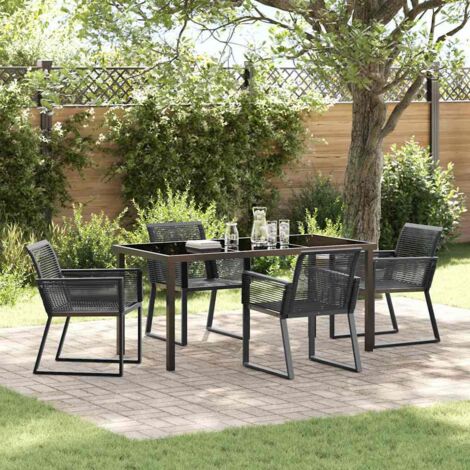 Garden Dining Set 5 pcs Black Poly rattan vidaXL (1/5)