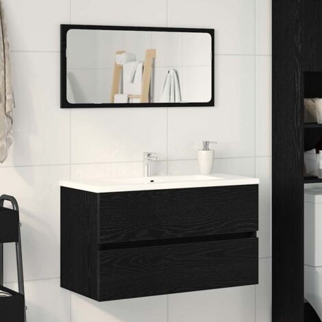 Sink Cabinet Black Oak 80x38.5x45 cm Engineered Wood vidaXL