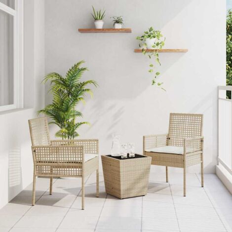 Garden Bistro Set 3 pcs Beige Poly rattan vidaXL (1/5)