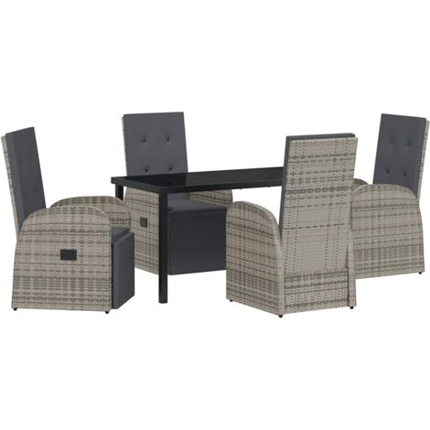 Garden Dining Set with Cushion 5 pcs Grey Poly Rattan vidaXL (1/5)