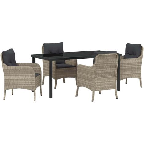 Garden Dining Set with Cushion 5 pcs Light grey Poly rattan vidaXL (1/5)