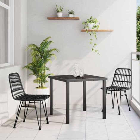 Garden Dining Set 3 pcs Black Poly rattan vidaXL (1/5)