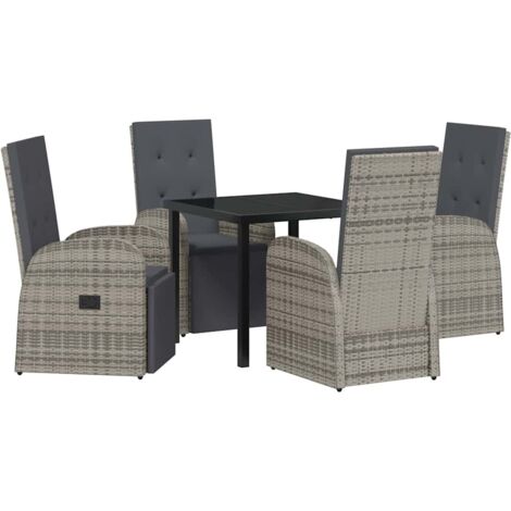 Garden Dining Set with Cushion 5 pcs Grey Poly Rattan vidaXL (1/5)