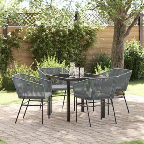Garden Dining Set 5 pcs Grey Poly rattan vidaXL
