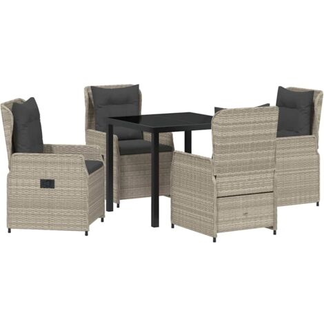 vidaXL 5 Piece Garden Dining Set Light Grey Poly Rattan (1/5)