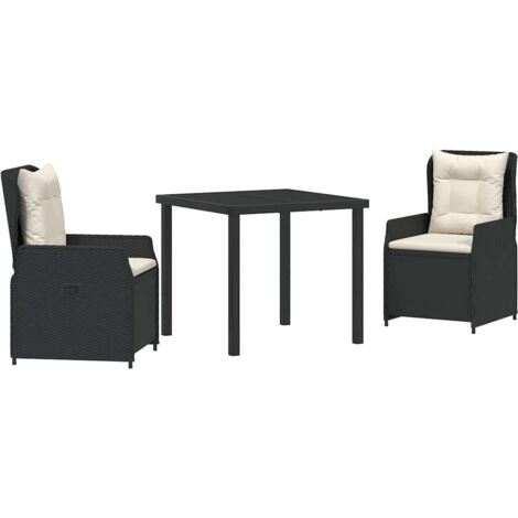 Garden Dining Set 3 pcs Black Poly Rattan vidaXL (1/5)