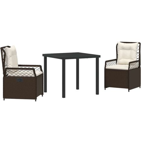 Garden Dining Set 3 pcs Brown Poly Rattan vidaXL (1/5)