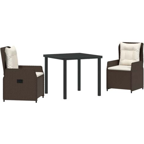 Garden Dining Set 3 pcs Brown Poly Rattan vidaXL (1/5)