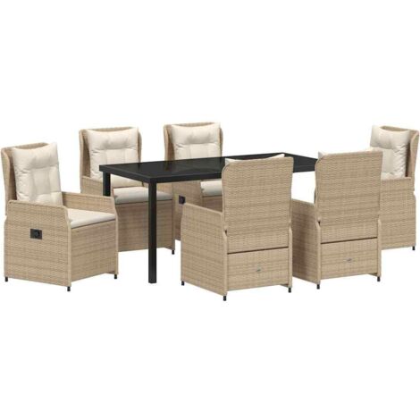 Garden Dining Set 7 pcs Beige Poly Rattan vidaXL (1/5)