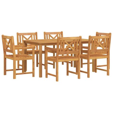 Garden Dining Set 7 pcs Brown Solid acacia wood vidaXL