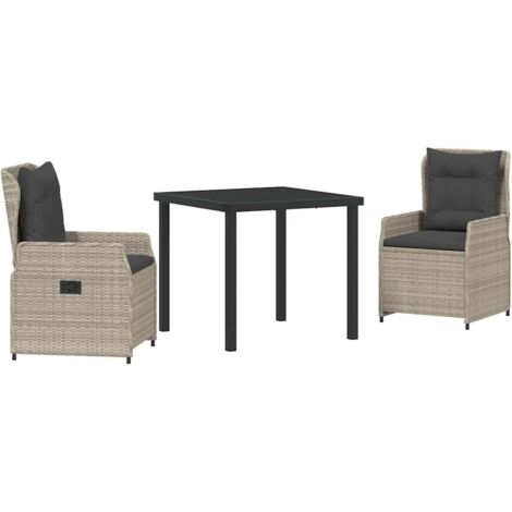 Garden Dining Set 3 pcs Light Grey Poly Rattan vidaXL (1/5)