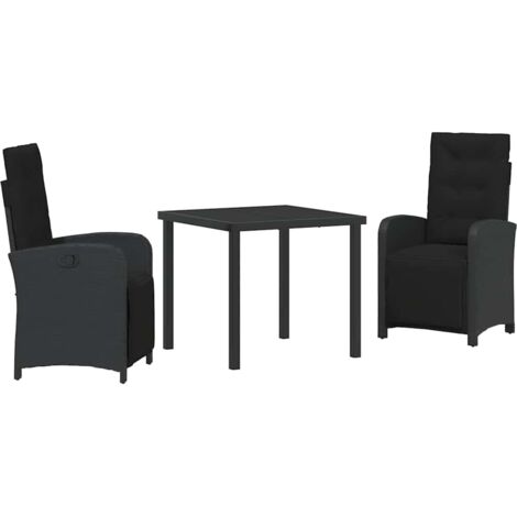 Garden Dining Set 3 pcs Black Poly Rattan vidaXL (1/5)