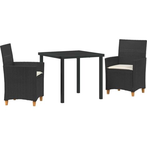 Garden Dining Set 3 pcs Black Poly Rattan vidaXL (1/5)