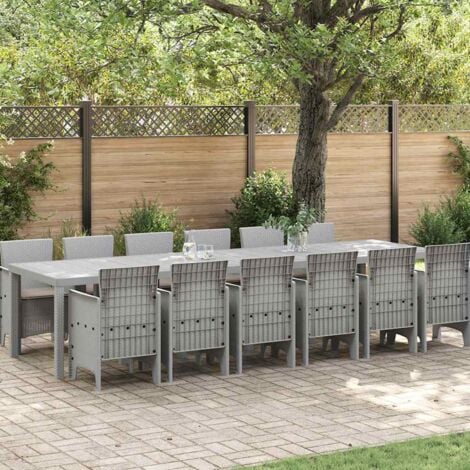 Garden Dining Set 13 pcs Light Grey Polt rattan vidaXL