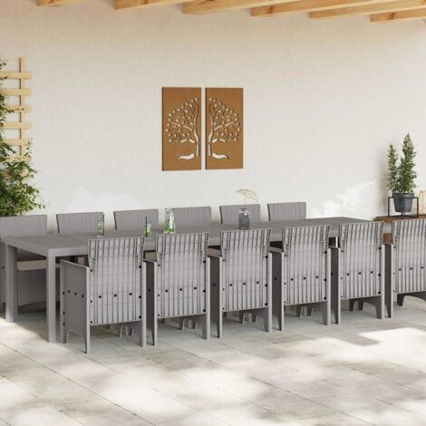 Garden Dining Set 13 pcs Light Grey Polt rattan vidaXL