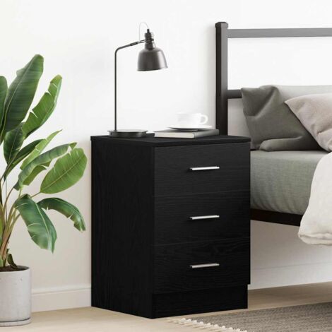 Bedside Cabinet Black Oak 38x35x55 cm Engineered Wood vidaXL