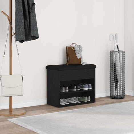 Shoe Bench with Storage Black 60 x 30 x 48 cm Engineered wood vidaXL (1/5)