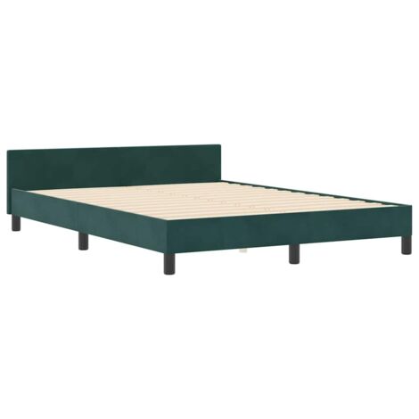 Bed Frame with Headboard Dark green 140 x 200 cm Velvet vidaXL (1/5)