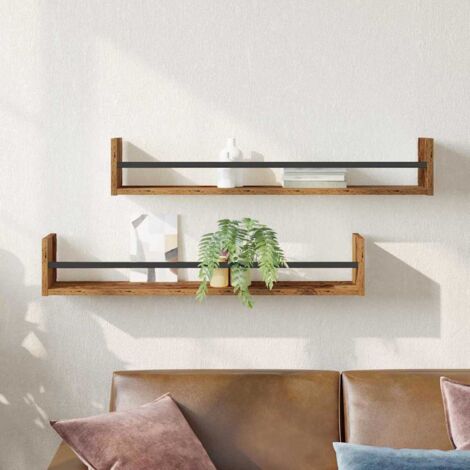 Wall Shelf 2 pcs Old wood 80 x 16 x 14 cm Engineered Wood vidaXL