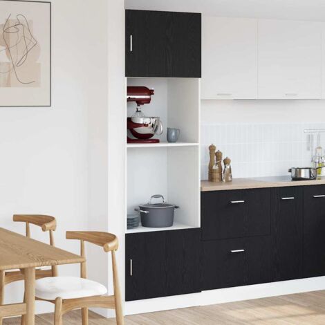 Microwave Cabinet with Shelf Riga Black oak 60 x 57 x 207 cm vidaXL (1/5)