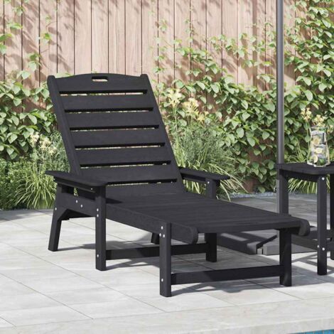 Sun Lounger Black 73.5 x 92 x 90cm HDPE vidaXL