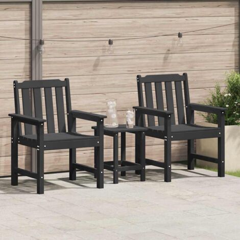 Garden Dining Chair 2 pcs Black 65.5 x 59 x 88cm HDPE vidaXL