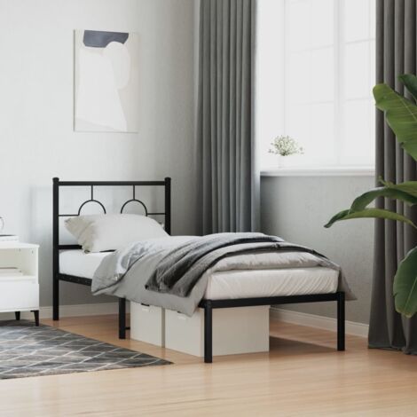 Metal Bed Frame without Mattress with Headboard Black 80x200cm vidaXL (1/5)