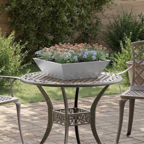 Garden Planter Silver 50 x 50 x 15 cm Galvanised Steel vidaXL