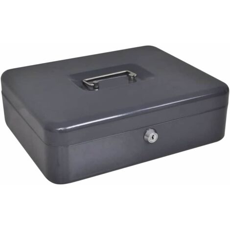 Cash Box with Lock Black 30 x 24 x 9 cm Steel vidaXL