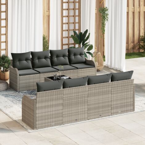 Garden Sofa Set Light Grey 55 x 55 x 37 cm Poly Rattan vidaXL (1/5)