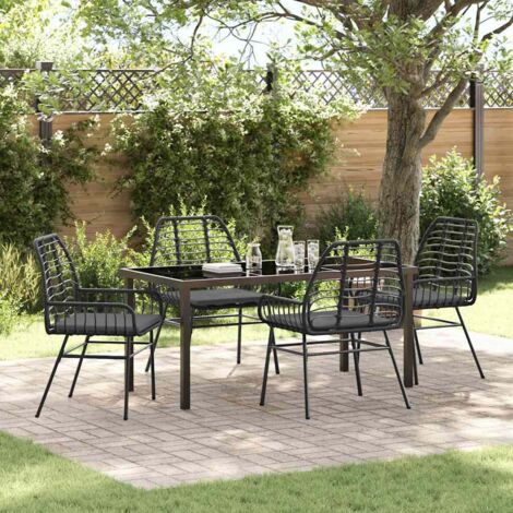 Garden Dining Set 5 pcs Black Poly Rattan vidaXL (1/5)