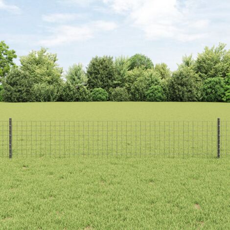 Embedded Fence Post 5 pcs Grey 80 cm Powder-Coated Steel vidaXL