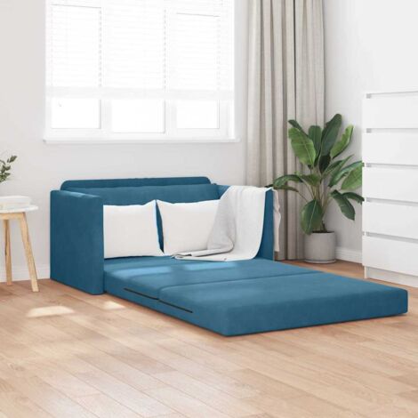 vidaXL Sofa Bed Blue 124 x 204 x 61 cm Velvet