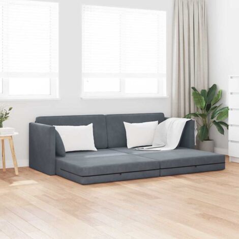 Sofa Bed Dark Grey 213 x 70 x 77 cm Velvet vidaXL
