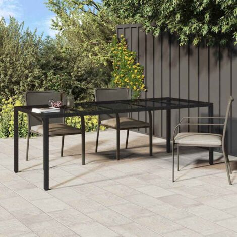 Garden Dining Table Black 250x100x75 cm Poly Rattan vidaXL