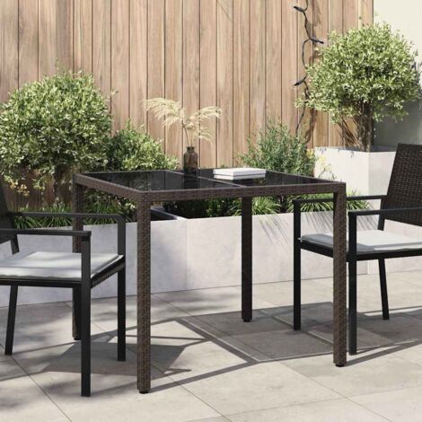 Garden Dining Table Brown 90 x 90 x 75 cm Poly rattan vidaXL